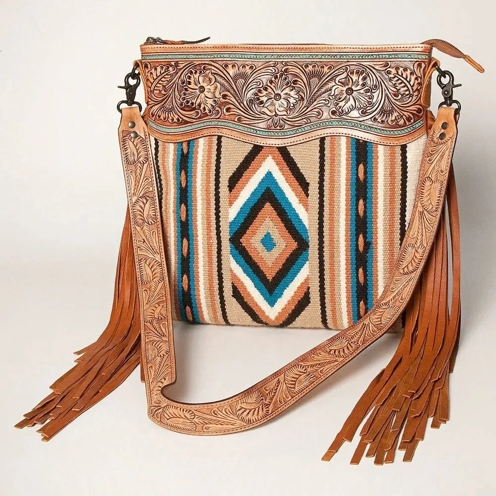 Bestseller Cowgirl Style Western Custom Made Sattel decke Cross body Schulter Geldbörse Mit Handwerkzeug gurt Hochwertige Handtasche