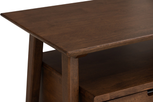 Elegante mesita de noche estilo Japandi en nogal con cajón flotante en madera de caucho, ideal para dormitorios y proyectos hoteleros. - Product Image 5
