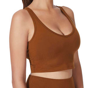 Soutien-gorge de sport pour femme, qualité supérieure, doux, confortable, respirant, pour l'entraînement, design simple uni sur le devant, bretelles réglables, vente en gros - Product Image 3
