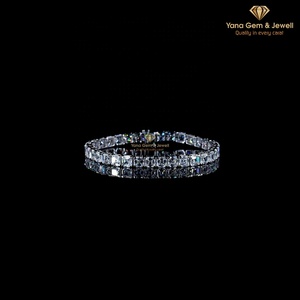 สร้อยข้อมือเทนนิสทรง Asscher Cut 19 TCW สำหรับโอกาสพิเศษ ทองคำแท้ 14k เพชร CVD Lab Grown สี D-E-F ความสะอาดระดับ VVS-VS - Product Image 1