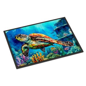Tappeto Zerbino Tartaruga Marina Loggerhead Antiscivolo Lavabile a Pelo Corto per Interni/Esterni 24L X 36L Tappetino per Ingresso Porta Anteriore - Product Image 1