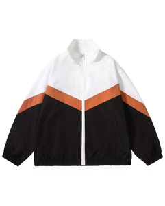 Men's Eco-Friendly Breathable Canvas Color Blocking Coated Windproof Bomber Jacket Stand Collar Single Button Closure Sporty - Product Image 5