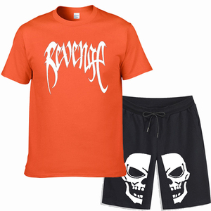 Conjunto Deportivo de 2 Piezas para Hombre, Camiseta de Manga Corta con Estampado Gráfico y Pantalones Cortos Lisos, Conjunto Informal de Verano de Color Blanco - Product Image 1