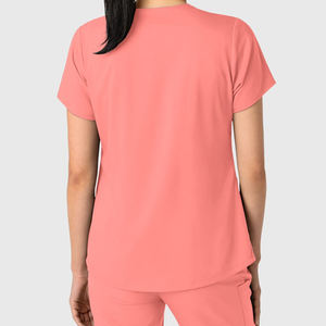 ชุดยูนิฟอร์มพยาบาลคอวีแขนสั้นผ้าทอเนื้อยืดมีกระเป๋าสำหรับผู้หญิง รุ่นสั่งทำพิเศษ BY HI 2026 - Product Image 3