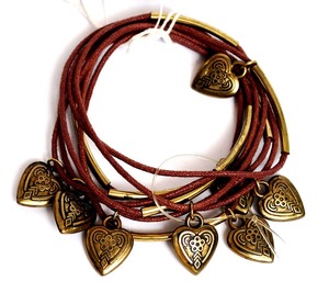 Vintage Heart Charm Wrap <b>Bracelet</b> Set Antique Bronze Plated Copper Alloy Multi Strand Stackable Jewelry Unisex Gift - Product Image 1