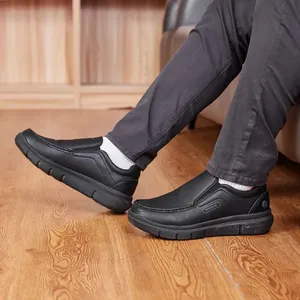 Chaussures décontractées en cuir Fitville pour hommes, à enfiler, largeur large, légères, pour pieds enflés, avec soutien de la voûte plantaire, soulagement de la douleur - Product Image 3