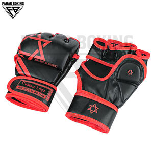 Guantes de Boxeo y MMA de Cuero PU con Medio Dedo, Diseño Único con Ribete Rojo, Bajo MOQ, Excelente Proveedor, Personalizables, Servicio OEM - Product Image 3