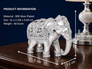 พระพุทธรูปช้างทองเหลืองชุบเงิน 999 จาก Jaipur Metals ขนาด 5 2.2 3.5 ซม. น้ำหนัก 40 กรัม งานแฮนด์เมดแบบดั้งเดิมสำหรับพิธีกรรมฮินดู ตกแต่งบ้าน - Product Image 3