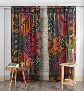 Cortinas de Ventana Hippie Mandala de 100 Pulgadas con Diseño de Sol Indio Ardiente, 2 Paneles, Estilo Bohemio, Tie Dye, Sol y Luna Dorados - Product Image 5