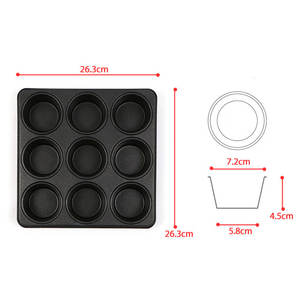 Square 9 Cavity PTFE Coated Carbon Steel Non-stick <b>Muffin</b> Pan Professional Grade Oven Safe Baking <b>Tray</b> for Family Party Bakery - Product Image 5
