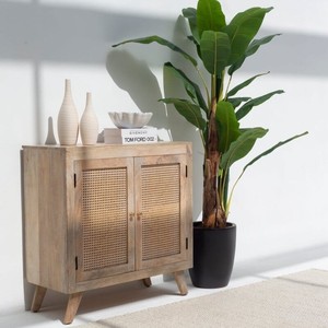 Buffet et meuble de rangement en rotin à deux portes Vandana Pebble Orion pour des intérieurs modernes et élégants - Product Image 1