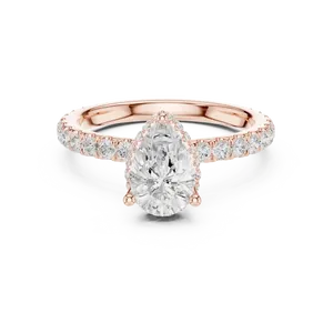 Anillo de diamante de talla pera de 1.5 quilates cultivado en laboratorio, oro macizo de 18 quilates con halo oculto, regalo unisex para fiesta nupcial - Product Image 5
