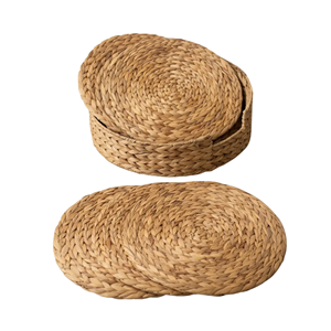 Wholesale Water Hyacinth <b>Placemat</b> With <b>Round</b> Stand, Braided Natural Wicker Charger Plates For Table Decoration From Vietnam - Product Image 2