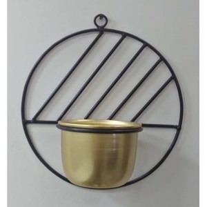 Maceta Moderna Redonda Colgante de Pared, de Hierro Fundido, Chapada en Oro, Duradera, para Decoración del Hogar y Jardín - Product Image 1