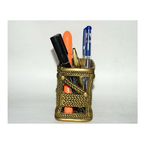 High Quality Brass Pencil Holder Handcrafted Engraved Model Desk Organizer for Office Home <b>Pen</b> Holder - Product Image 5