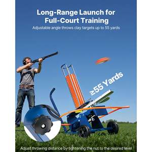 Lanceur de pigeons Max 50 Clays pour sports de tir, 55+ yards, lanceur automatique de cibles, roues réglables, pédale, poignée de traction, pied - Product Image 4