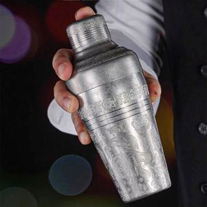 Shaker à cocktails en acier inoxydable de 510 ml gravé, style japonais, avec passoire intégrée, pour barman et mixologiste - Product Image 2
