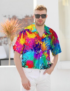 เสื้อเชิ้ตฮาวายแขนสั้นลายดอกไม้เขตร้อนสำหรับผู้ชาย เสื้อชายหาดลำลองติดกระดุม สีสันสดใสสำหรับฤดูร้อน เสื้อท็อปผู้ชายสำหรับฤดูร้อน - Product Image 3
