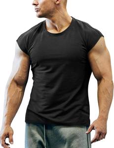 T-shirt de sport pour homme, coupe ajustée, manches courtes, en coton et élasthanne, léger, séchage rapide, personnalisable OEM - Product Image 3