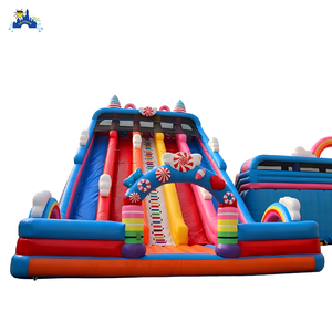 LilyToys Toboggan gonflable arc-en-ciel multi-voies, château gonflable en PVC, équipement <span class=keywords><strong>de</strong></span> parc d'attractions pour événements - Product Image 1