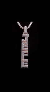 Pendentif Lettre Initiale Personnalisé Entièrement Sertie de Pierres, Bijou Hip-Hop pour Homme, Pendentif Bicolore en Argent 925 - Product Image 2