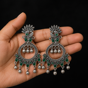 Pendientes Colgantes Plateados de Plata Antigua de Calidad de Exportación con Piedra Verde Corte Esmeralda para Mujer, Joyería de Boda, Envío Rápido, Stock Disponible - Product Image 4