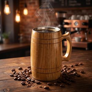 Mug à café en bois personnalisé, articles de boisson en bois sur mesure, vente en gros, marque privée, mug en bois écologique, fabricant d'articles cadeaux - Product Image 2