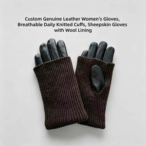 Gants en peau de mouton HARAZ HRZ-458 pour femme, impression par transfert thermique, compatibles écran tactile, détection par aiguille, respirants, poignets tricotés, longueur poignet - Product Image 3