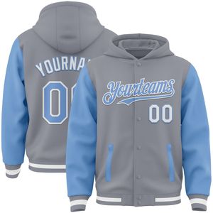 Chaqueta Varsity para Hombre con Capucha, Estilo Béisbol, Personalizada con Nombre y Número, Ropa Exterior Informal - Product Image 4