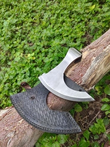 High Quality Industrial Stainless Steel Damascus Flat Backed Handmade Pizza Cutter <b>Axe</b> Head 20-Inch Rose Wood <b>Handle</b> - Product Image 4