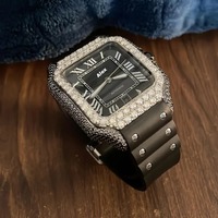 Montre entièrement sertie de diamants en acier inoxydable, montre en diamant Moissanite VVS, montre à mouvement automatique sertie de diamants
