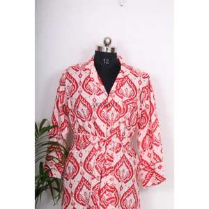 Veste pour femme à imprimé floral bohème, conçue sur mesure, en coton fait main, grande taille, style décontracté, avec découpes et boutons, style coréen - Product Image 4