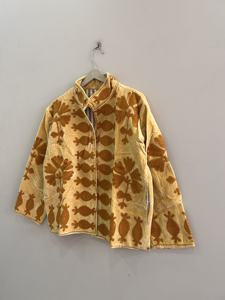 <b>Velvet</b> Blouson <b>Jacket</b> Mandarin Collar Floral Print Three Quarter Sleeve Autumn Wear <b>Women's</b> Quilted Polyester Wadding - Product Image 6