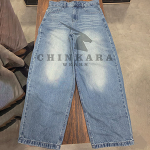 New Custom Logo Plus Size <b>Canvas</b> Eco-Friendly <b>Animal</b> Print Vintage High Waisted Wide Leg Loose Micro Elastic Boyfriend Pant for - Product Image 3