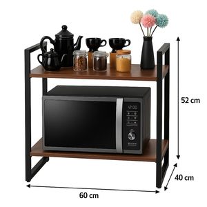 Soporte de microondas de 2 niveles para horno de uso rudo, estante organizador de metal y madera para almacenamiento en cocina - Product Image 2