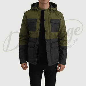 Veste matelassée à capuche pour homme personnalisée, deux tons, multi-poches, style cargo, parka d'hiver, manteau décontracté chaud matelassé pour l'extérieur - Product Image 1