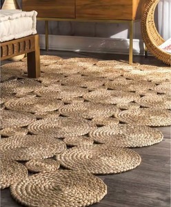 Alfombra de Yute Orgánico de Pelo Medio para Sala de Estar, Sofá, Mesa de Centro, Tejida a Mano, de Tejido Plano, Tapete para Dormitorio, Alfombra de Cabecera, Apta para Aspiradora - Product Image 1