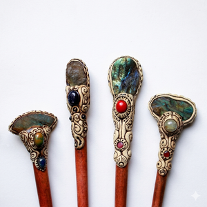 Natural Labradorite Druzy Hair Sticks Polymer Clay Hair Stick Earrings <b>Crystal</b> <b>Deodorant</b> Stick Wand Stone Woman Hair Accessories - Product Image 1