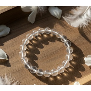 Bracelet artisanal en quartz clair, maître guérisseur, perles naturelles, bracelet de guérison en cristal, vente en gros de bracelets et joncs en cristal - Product Image 1