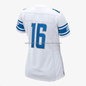 Maillot de football blanc à col en V pour femme des Lions, numéro 16, sublimé, anti-humidité, ajusté, à manches courtes - Product Image 2