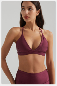 Women's 2 Piece Yoga Set Burgundy <b>V</b> Neck Spaghetti Strap Sports Bra High <b>Waist</b> Full Length <b>Leggings</b> - Product Image 5