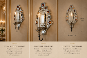 Grand European Venetian Baroque Luxury <b>Wall</b> <b>Sconce</b> Ornate Decorative <b>Wall</b> <b>Light</b> with Elaborate Mirror Detailing, Premium Brass F - Product Image 5