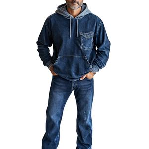 OEM ODM Veste en jean pour hommes Fournisseur en gros Veste en jean bleu Manteau boutonné décontracté à manches longues Fabricant de vêtements à la mode - Product Image 3