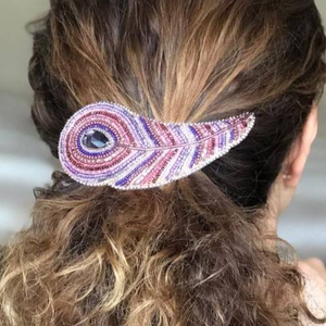 Barrette à cheveux brodée en forme de cœur avec perles de verre, pince à cheveux pour tenue de soirée, accessoire de mode moderne - Product Image 4