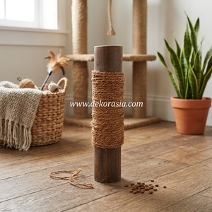 Natural Bamboo Coconut Fiber <b>Cat</b> Chew Toy Cylinder Pole <b>Scratching</b> <b>Board</b> Hanging Indoor Pet Toy Dekor Asia - Product Image 5