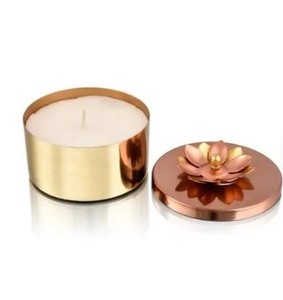 Best Quality Metal Candle <b>Jar</b> Rose Gold Color Hammered Candle <b>Jar</b> With Lid for Home and Christmas - Indian Home Crafts - Product Image 3