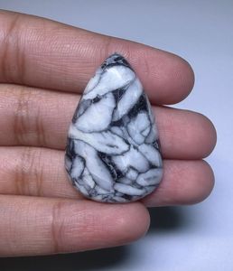 Cabujón de Jaspe Pinolita Natural, Piedra Preciosa de Diseño Suelta, Suministro para Fabricación de Joyería Curativa, Blanco y Negro - Product Image 2