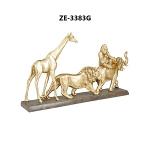 Juego de Figuras de Animales Chapadas en Oro, Fundición de Latón, Decoración para el Hogar, Escultura de Elefante, León, Jirafa, Gorila, Diseño 3D Completo - Product Image 2