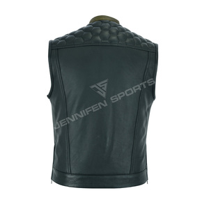 Gilet en cuir pour homme, design personnalisé, tendance, coupe diamant, pour moto, OEM ODM - Product Image 5