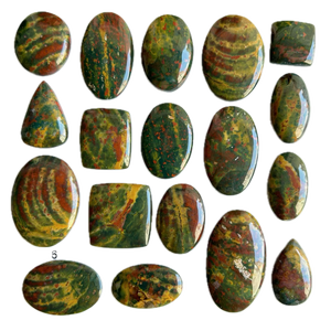 Natural Blood Stone Cabochon Mixed Shapes Size Green Red Yellow Polished Gemstone For Jewelry Making - Product Image 3